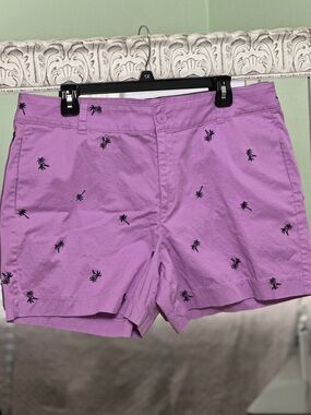 St. John’s Bay Lavender Embroidered Palm-Print Shorts